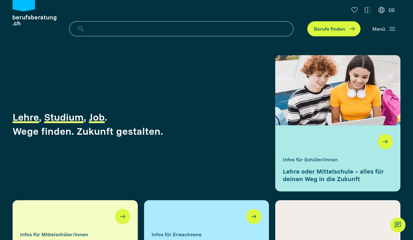 berufsberatung.ch — Swiss national career guidance portal — project screenshot