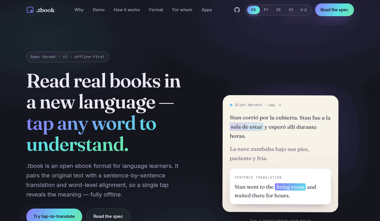 .tbook — project screenshot